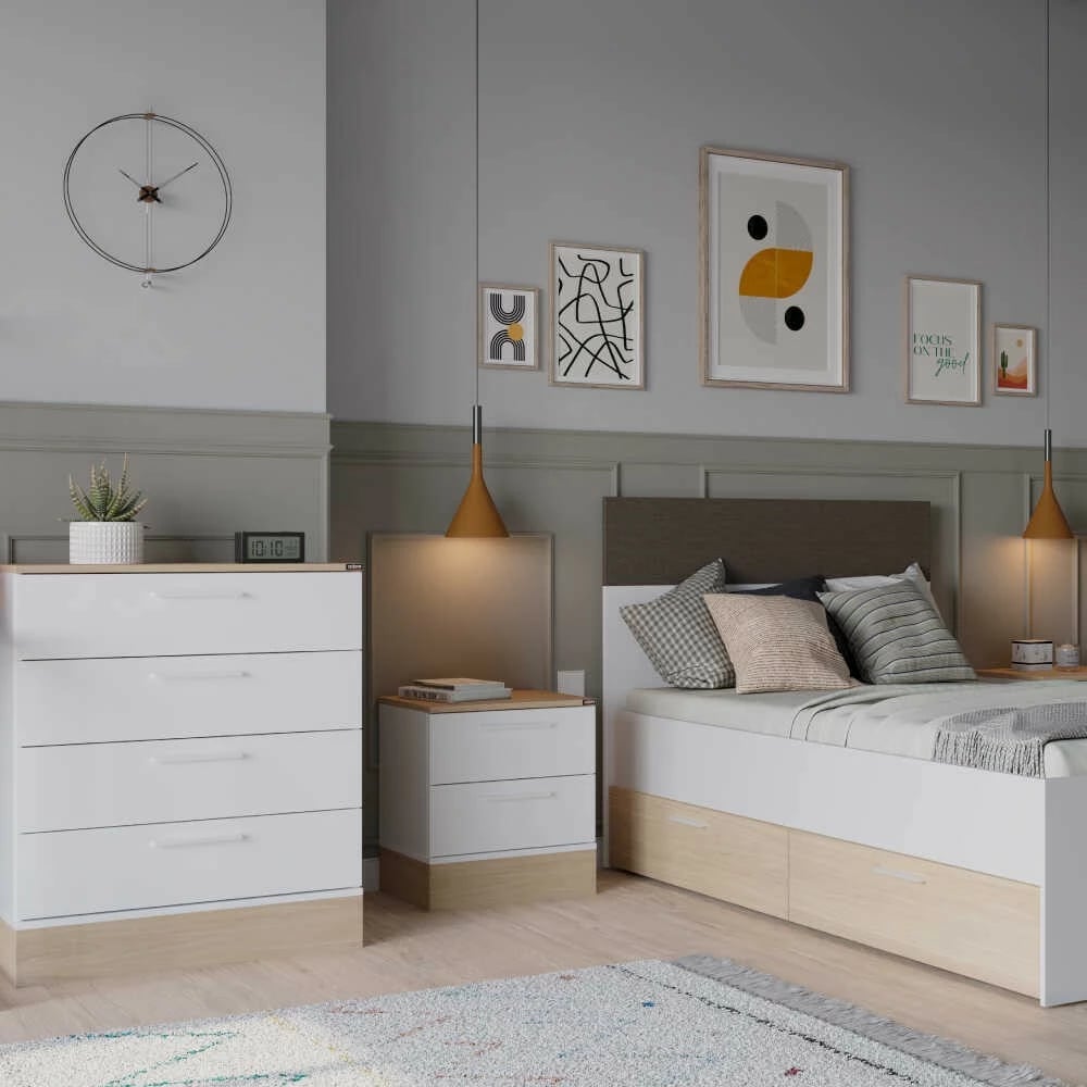 Komodë Hanah Home, Sfn-840-Mb-1, ngjyrë lis dhe e bardhë, 5 sirtarë