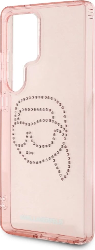 Mbështjellës Karl Lagerfeld Rhinestones K. Head Logo për Samsung Galaxy S25 Ultra, Rozë