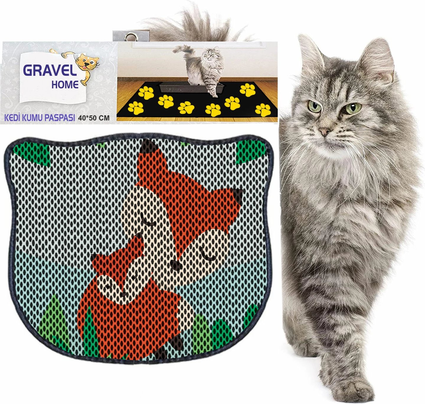 Tapet për rërë mace, shumëngjyrësh, Paws & Whiskers, Kdkafa0097, 40x50cm