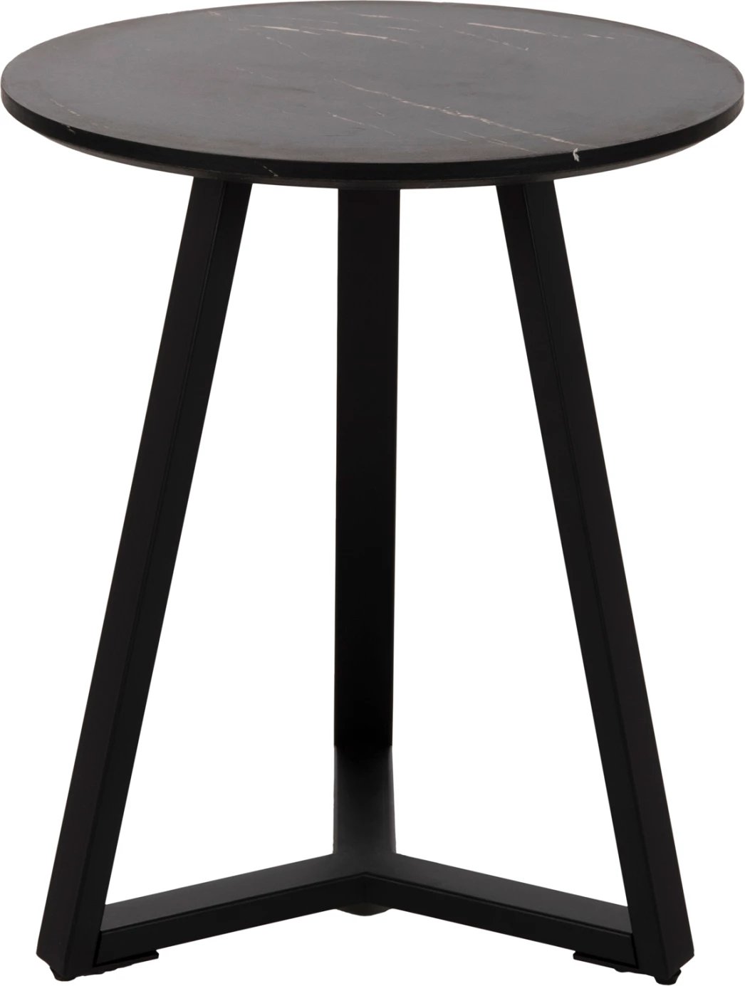 Sipërfaqe tavoline anësore FH9587.01 MDF mermer i zi-bazë metalike e zezë Φ45x55Hcm