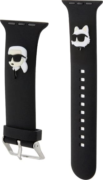 Rrip silikoni për Apple Watch Karl Lagerfeld 3D Rubber Karl&Choupette Head, i zi, 42/44/45/49mm