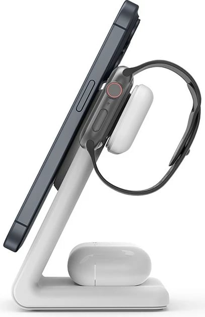 Karikues wireless 3-në-1 CRONG MagSafe për iPhone, Apple Watch, AirPods, Bardhë