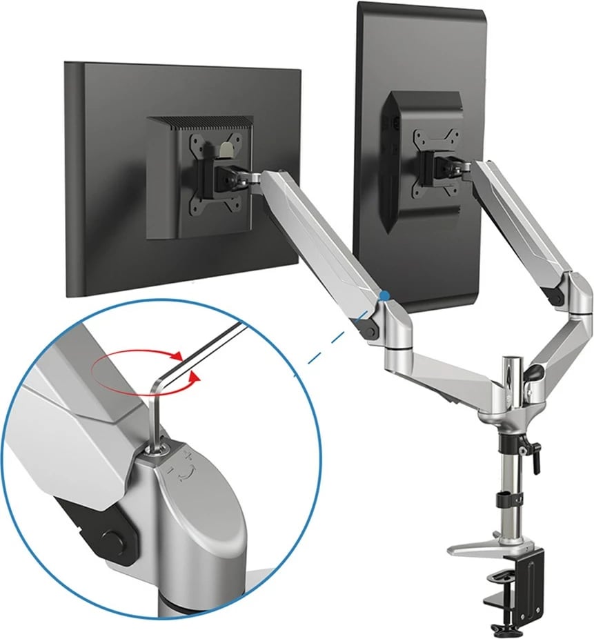 Mbajtëse tavoline për dy monitorë Digitus DA-90353, deri 27", argjendtë