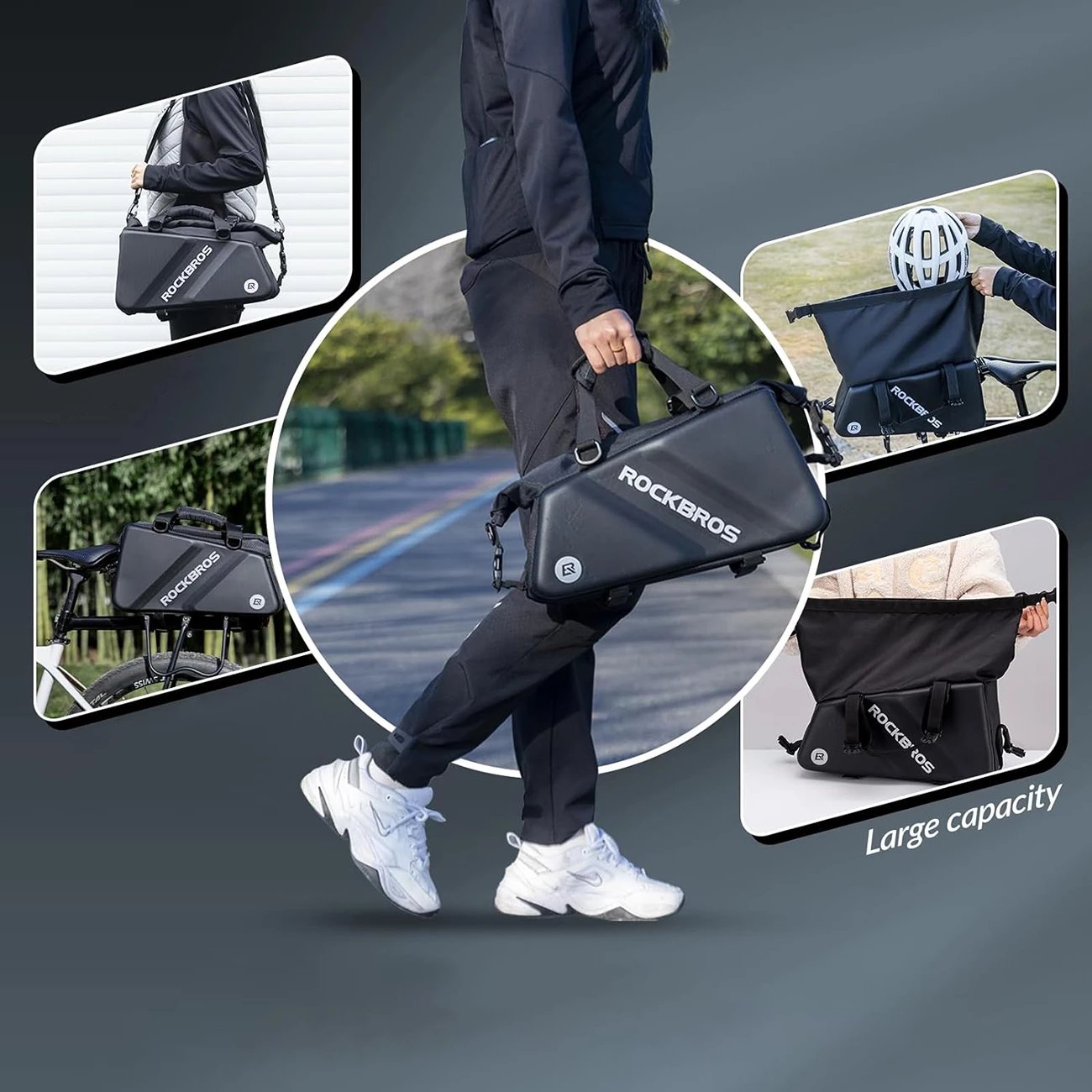 Çantë bagazhi biçiklete Rockbros 30140090001, 11.6L, e zezë