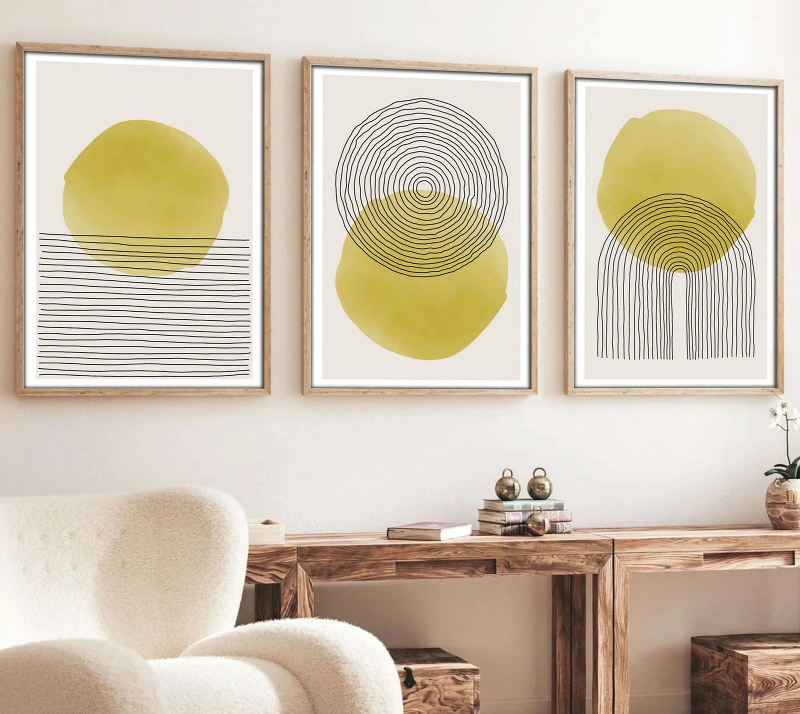 Pikturë dekorative me kornizë MDF (3 copë), Wallity, Huhu144, 50x70cm