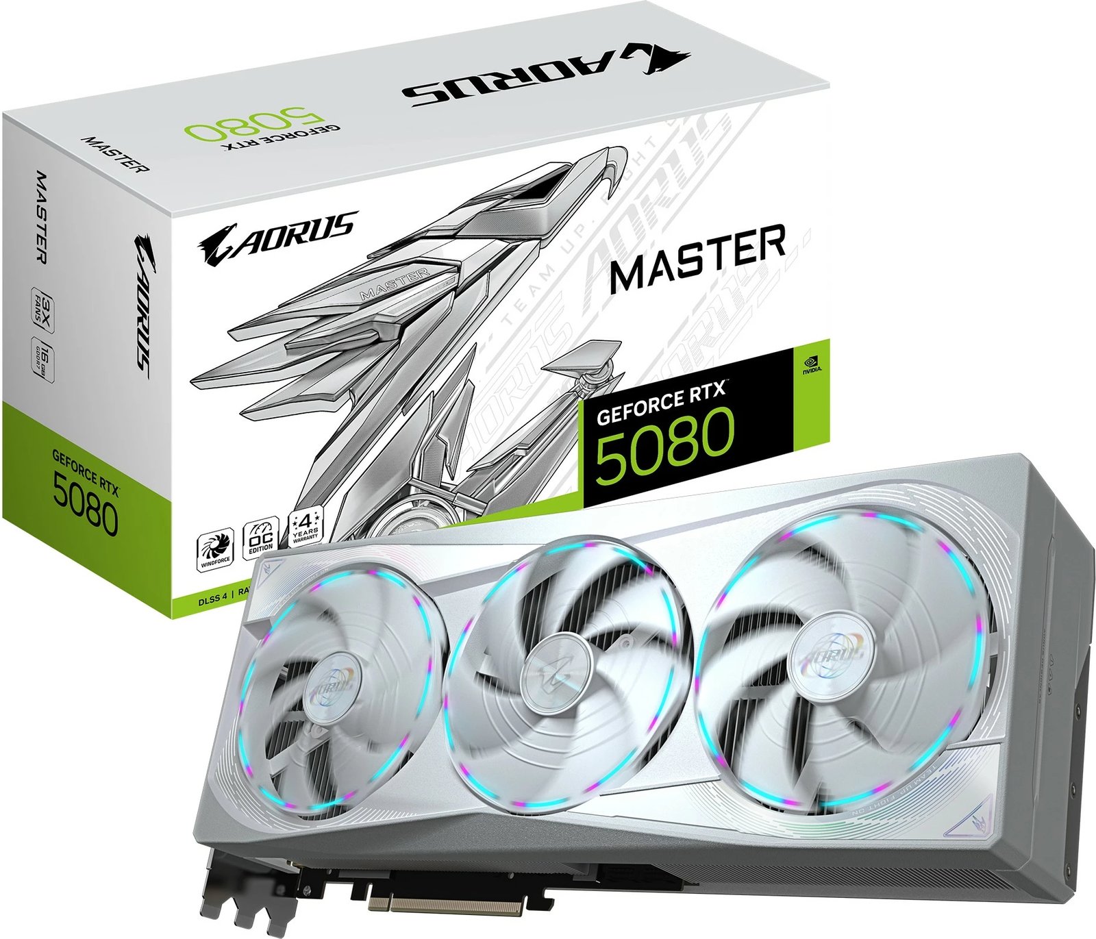 Kartelë grafike Gigabyte Aorus Master Ice RTX 5080, 16GB GDDR7, e bardhë