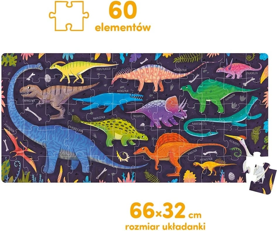 Puzzle për fëmijë CzuCzu Grr Dinosaurs, 60 pjesë, shumëngjyrësh