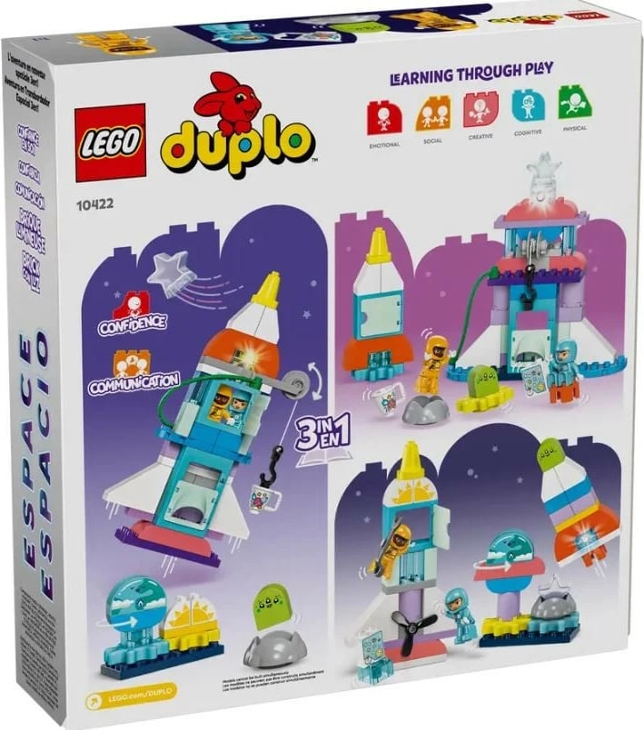 Set ndërtimi LEGO DUPLO 10422 Adventure in a Space Shuttle 3in1, plastikë, 58 pjesë