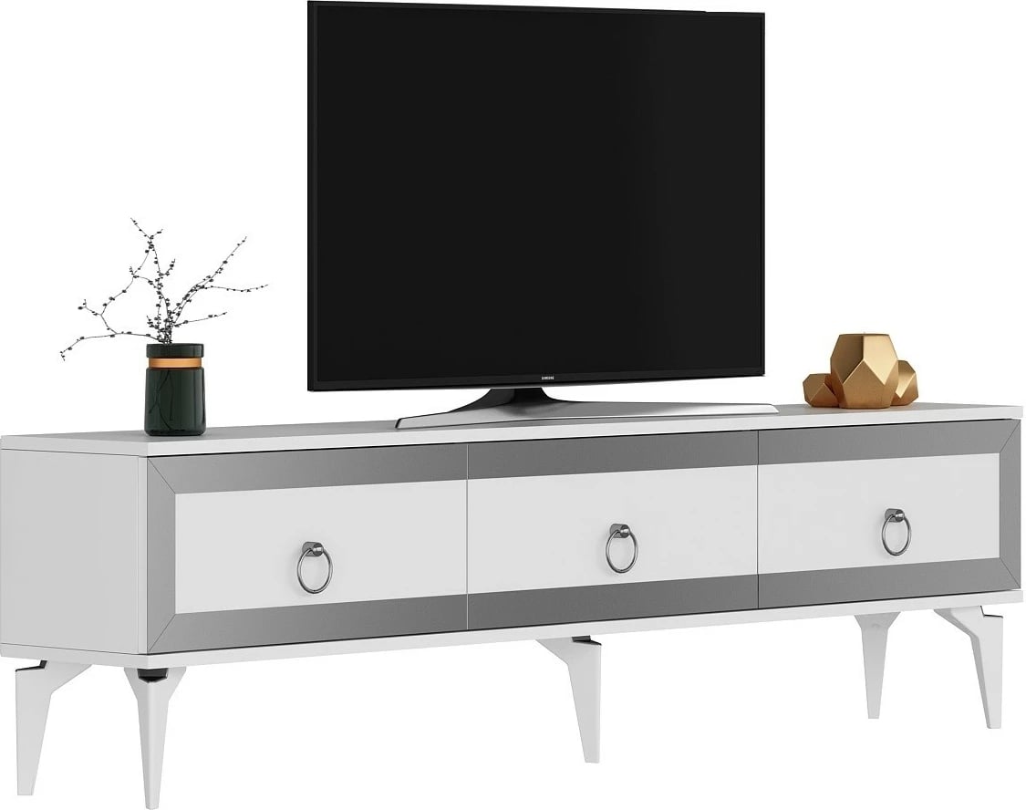 Komodë TV Hanah Home, Ponny, e bardhë, argjend