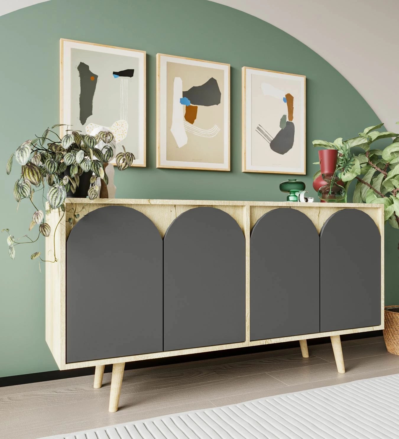 Konsol Skye Decor, Venezia 150, ngjyrë lis safir dhe antracit