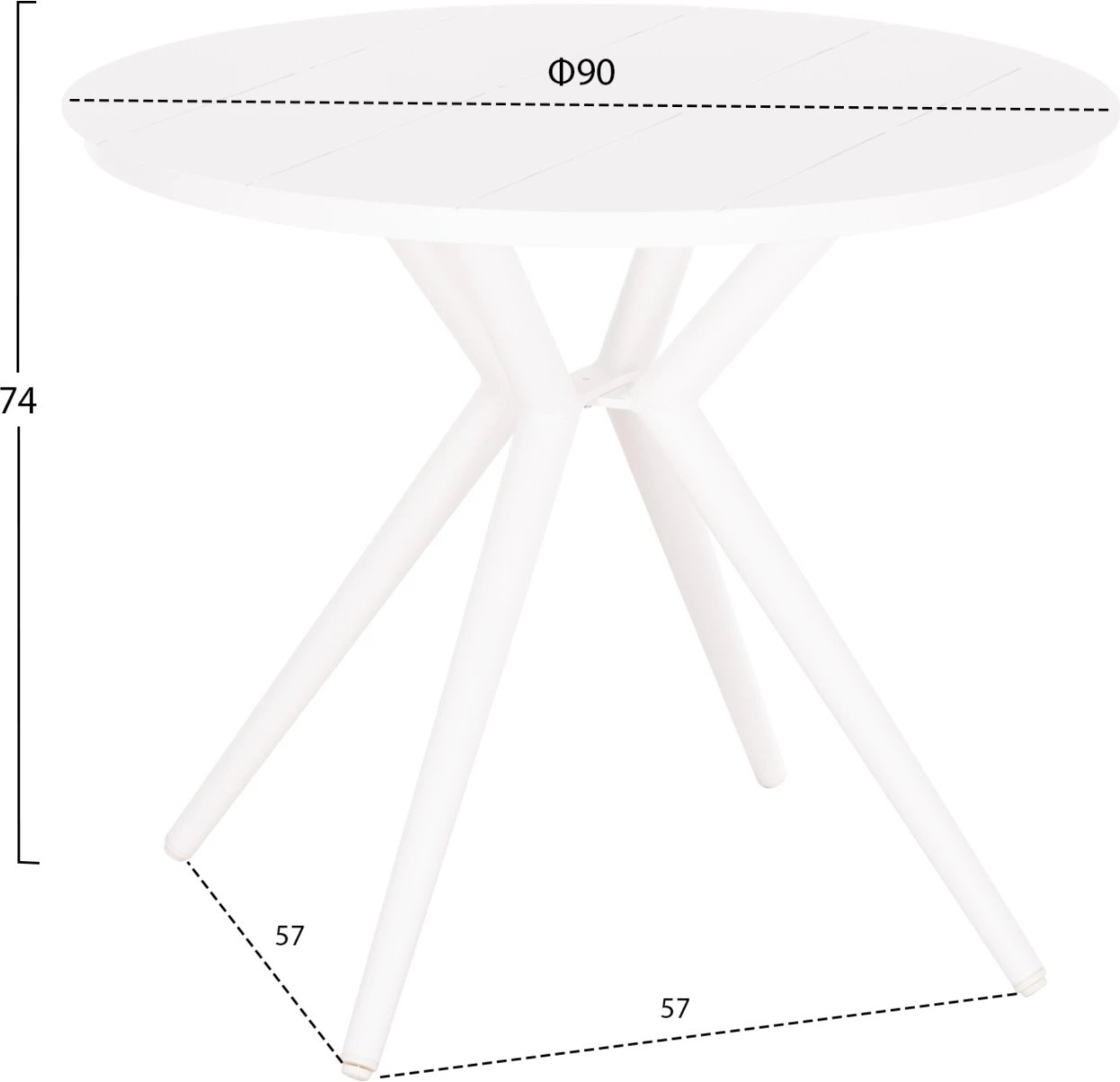 Tavolinë e jashtme rrethore HIGER FH6289.02 alumini e bardhë Φ90Χ74Hcm