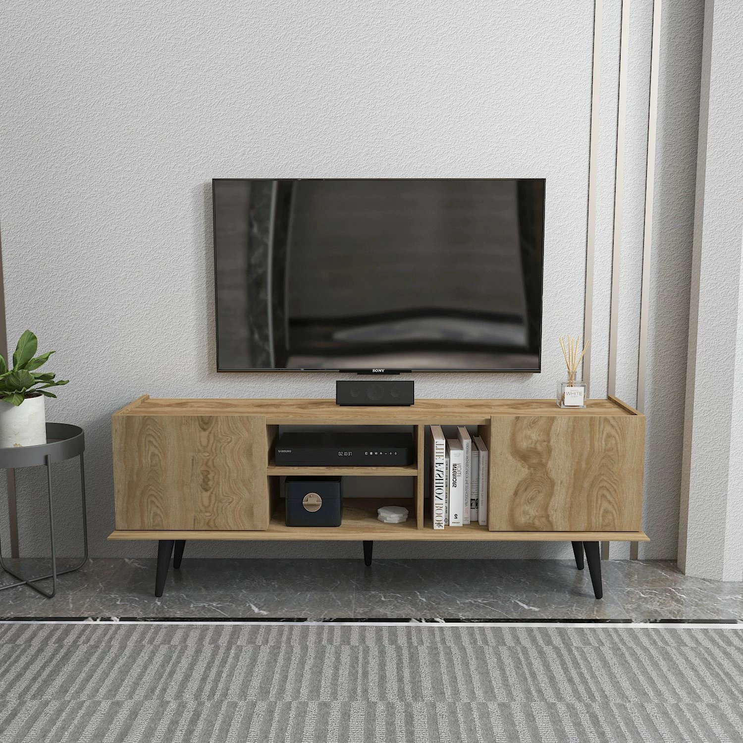 Komodë TV Skye Decor, ngjyrë lisi Oud Oak, Ekvador
