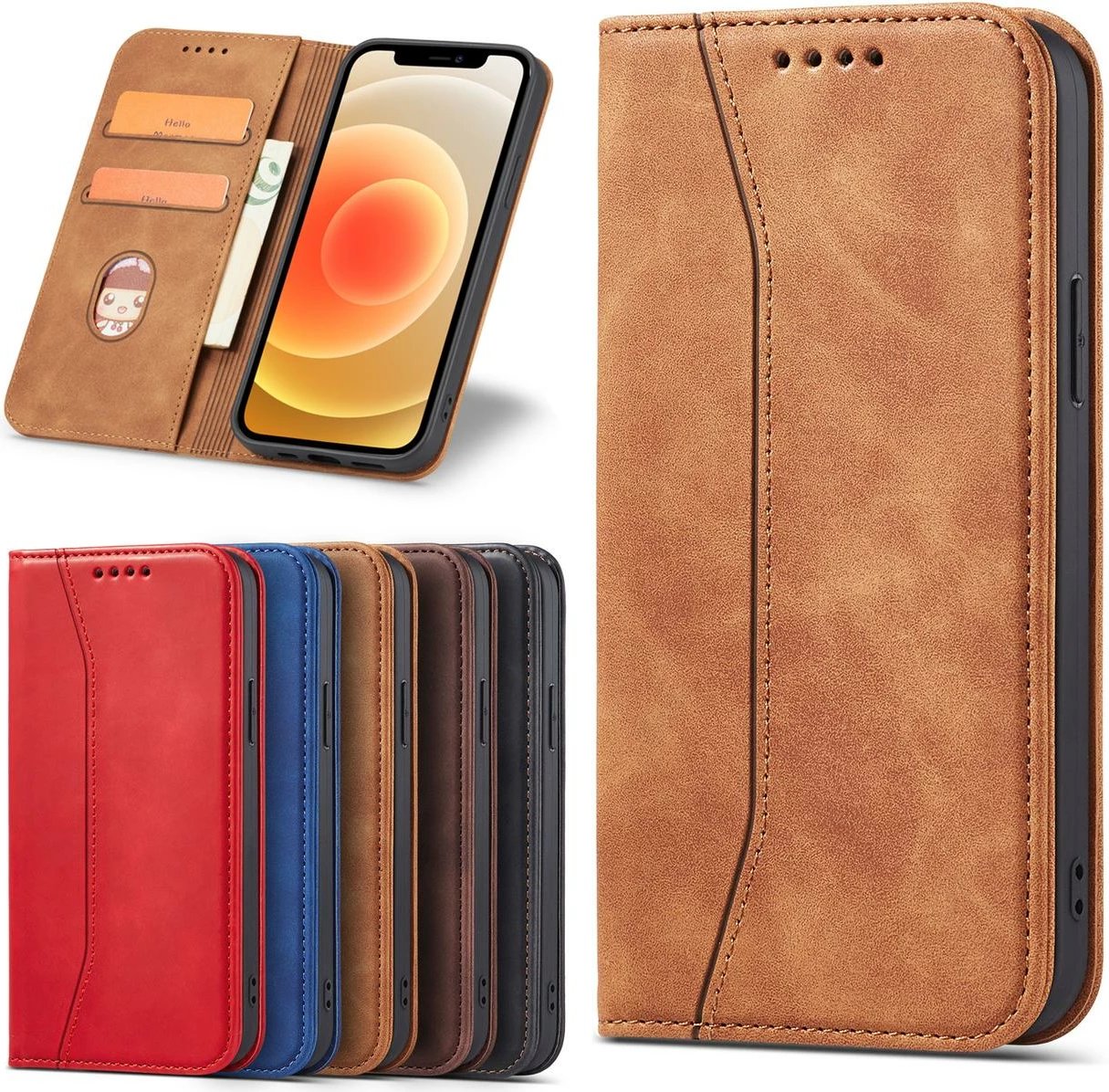 Mbështjellës Hurtel Magnet Fancy Case për iPhone 12 Pro Max, me portofol dhe mbajtëse, Kafe Mbështjellës Hurtel Magnet Fancy Case për iPhone 12 Pro Max, me portofol dhe mbajtëse, Kafe
