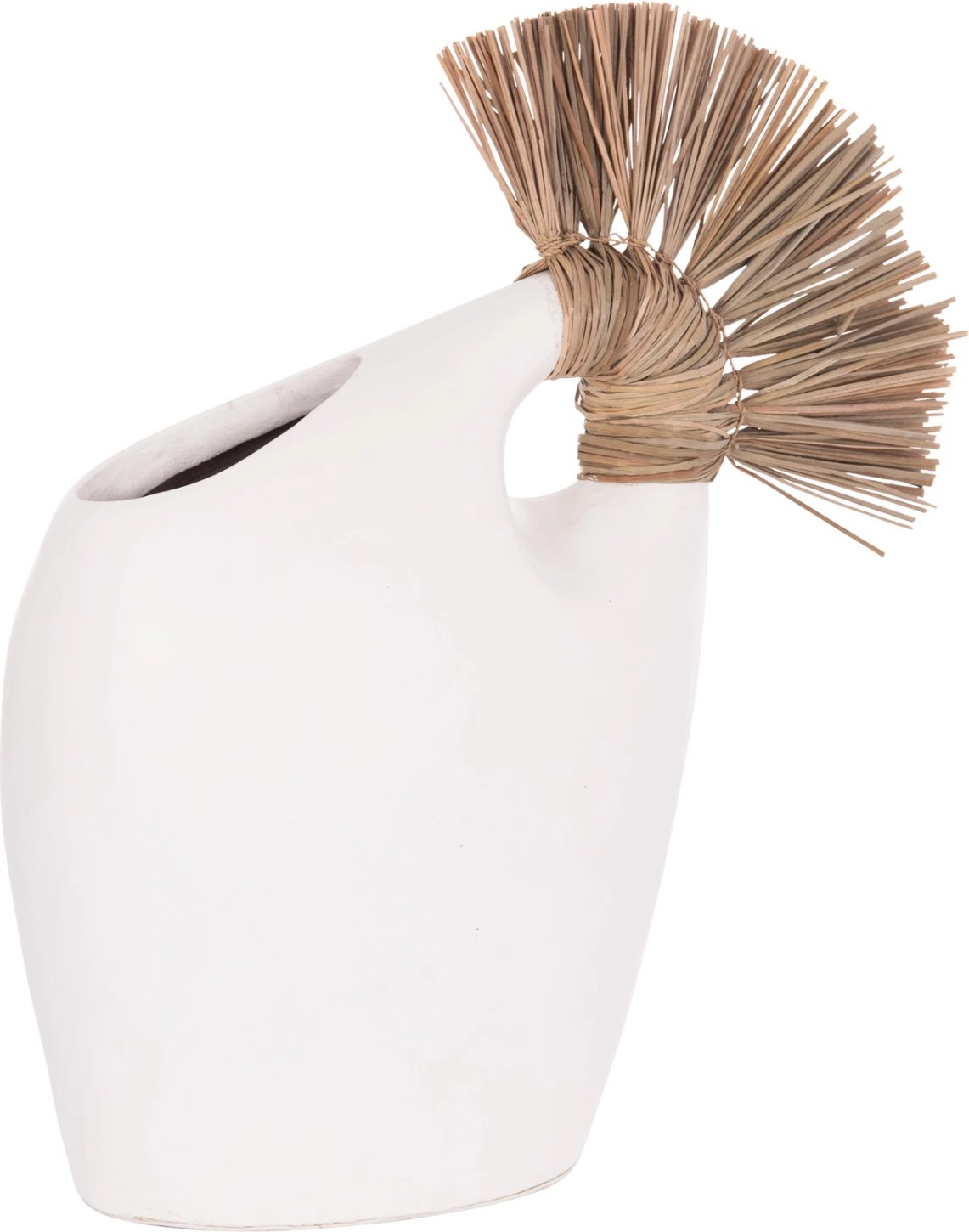 Vazo dekorative tavoline ALICA2, terrakotë e bardhë, dorezë me bar, 44x18x50cm