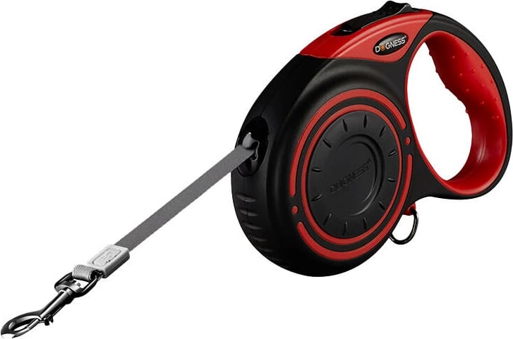 Litar automatik Dogness JS04, 5m, me dritë LED dhe mbajtëse qese, Kuq