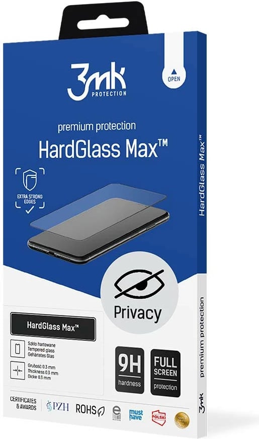 Xham mbrojtës privacy 3mk HardGlass Max për Samsung Galaxy S25 Edge, i zi