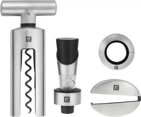 Set veglash vere ZWILLING Sommelier, përfshin hapëse shishe, unazë kundër pikave, prerëse folie, derdhës