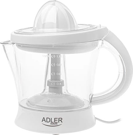 Shtrydhëse agrumesh, Adler AD 4014, 1L, 40W (60W max), auto start/stop, 2 konuse, e bardhë