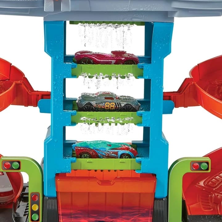 Set garazh Hot Wheels City Twisted Mega Car Wash HDP05, me makinë Color Shifters, shumëngjyrësh