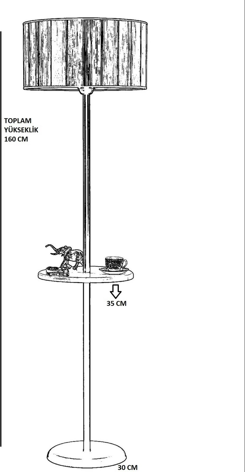 Llambë dyshemeje Opviq, ngjyrë ari dhe ratan, me raft ahu, 160 cm