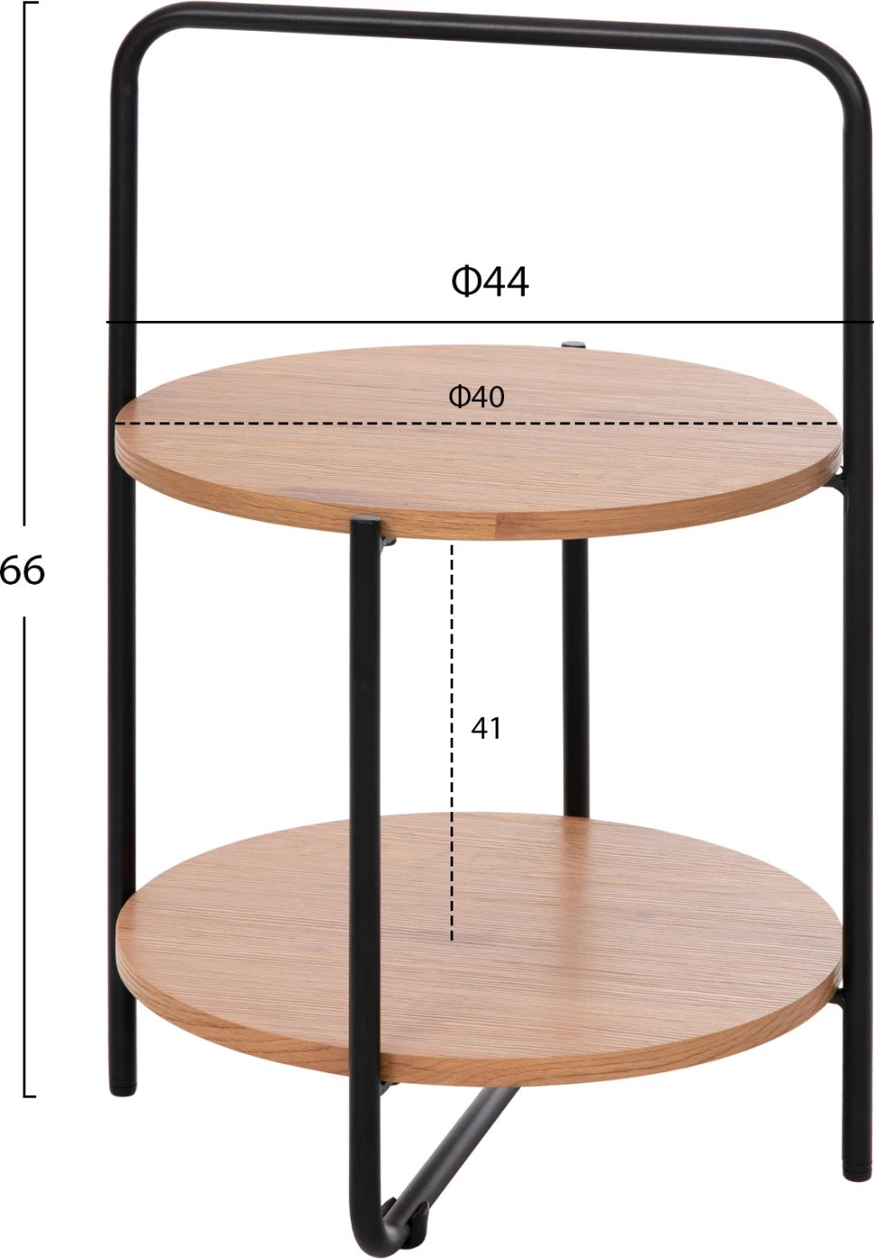 Tavolinë anësore SYLO, FH9618.01, MDF, ngjyrë natyrale, kornizë metalike e zezë, Φ44x66H cm