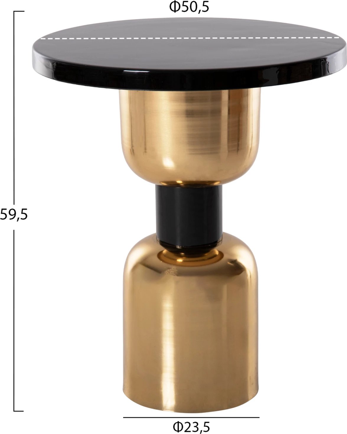 Tavolinë ndihmëse SURAT, metalike, ngjyrë zezë-ari, FH4236.04, Φ50,5x59,5H cm