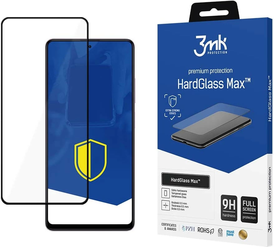 Xham i temperuar 3mk HardGlass Max për Xiaomi Redmi Note 12 Pro/Pro+, i zi