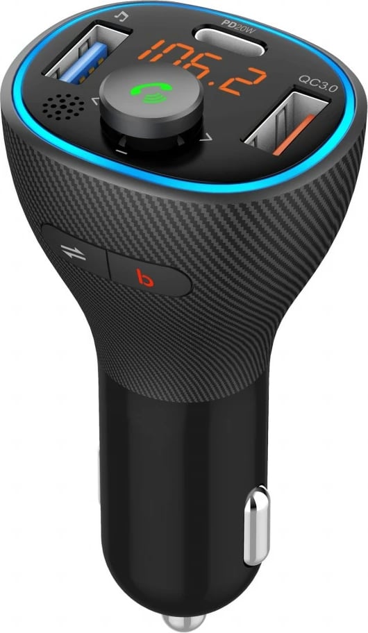 Transmetues FM për veturë ART MP3TR FM-73, Bluetooth, USB QC3.0, i zi
