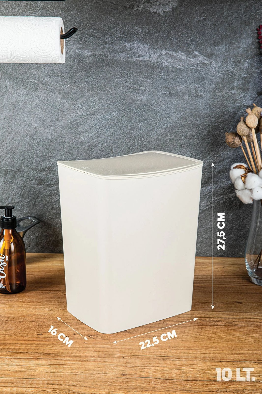 Kosh mbeturinash, ngjyrë krem, Hermia Concept, TRN-183-02, 22.5x16x27.5 cm, 10L