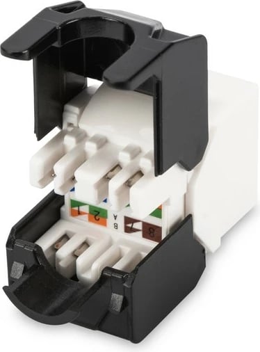 Modul Keystone Digitus DN-93603, RJ45 Cat 6e, UTP, pa vegla, bardhë/zi
