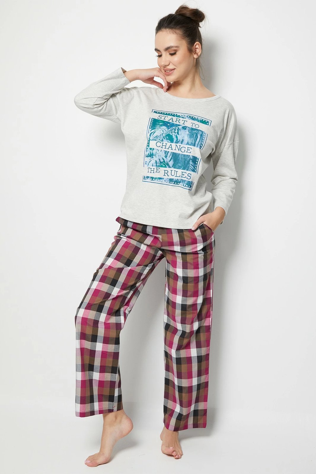 Set pizhamash për gra, Jumeon, 002-000260, gri, marl