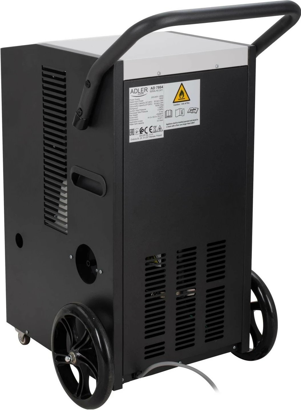 Osuese ajri Adler AD 7864, industriale, me rrota, 50L/ditë, e zezë
