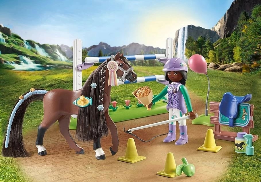 Set lodrash Playmobil Horses of Waterfall 71355 Zoe dhe Blaze me pengesa, 67 pjesë