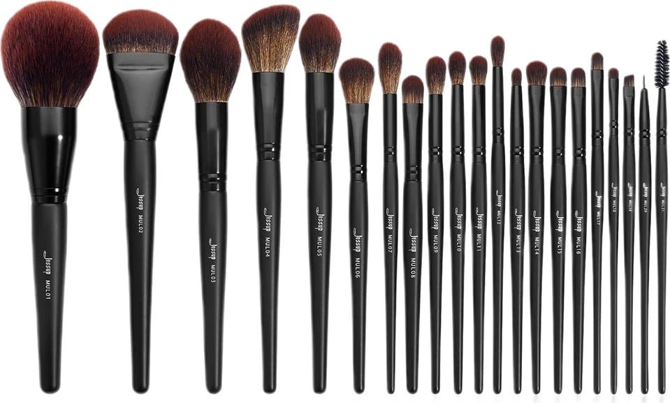 Set furçash për grim JESSUP Makeup Lover Phantom Black për femra 21 copë, Phantom Black
