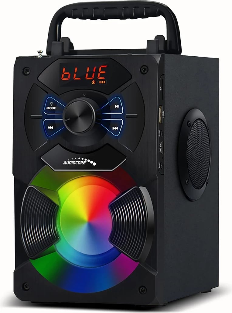 Boks portativ Bluetooth Audiocore AC730, FM radio, SD/MMC, AUX, USB, me telekomandë, Ngjyrë e zezë