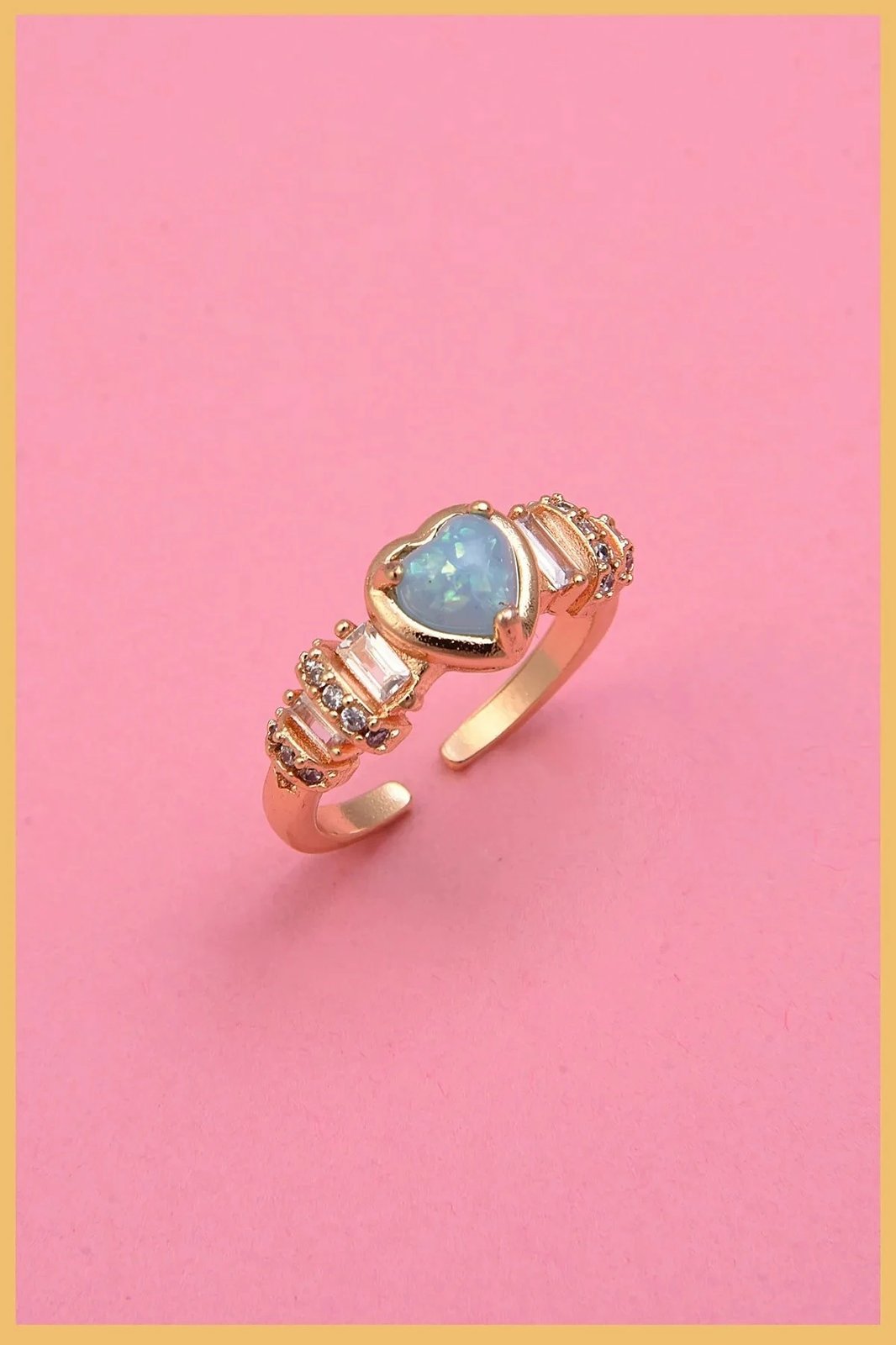 Unazë Jumeon, mavi-opal, formë zemre