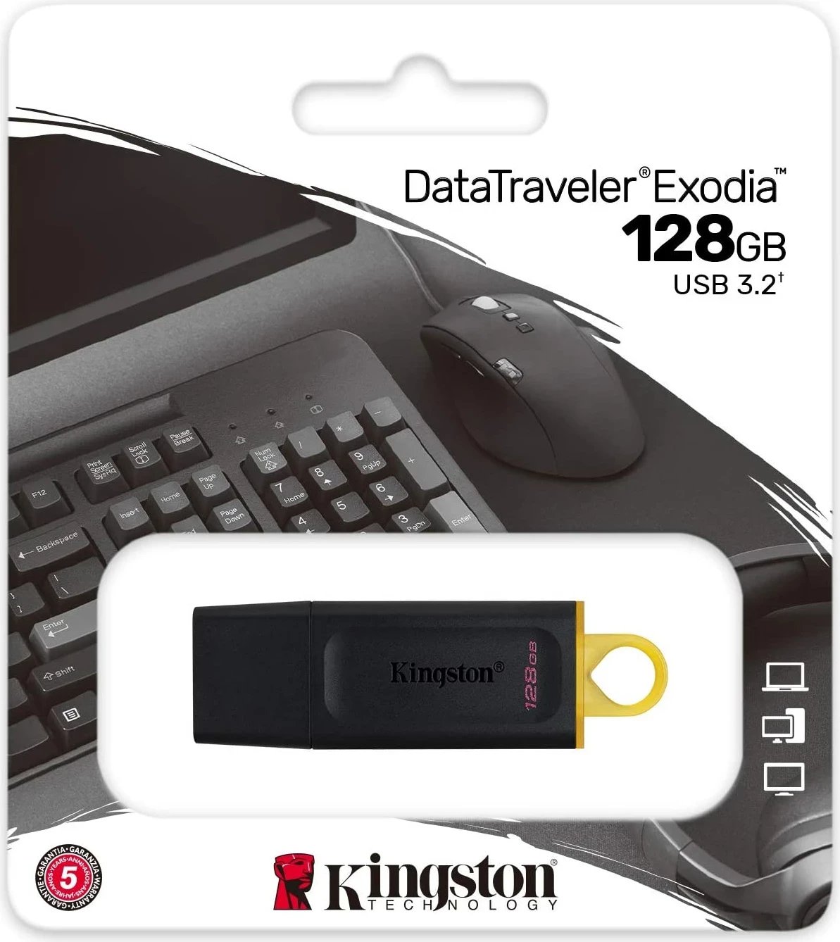 USB Kingston DataTraveler Exodia 128GB, Nero/Giallo