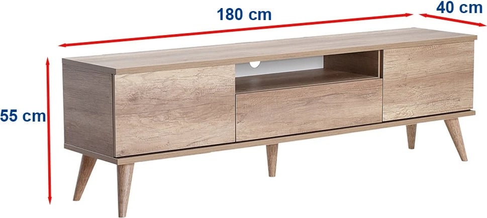 Komodë TV Hanah Home, Tvr-621-Tt-1, ngjyrë arre e çelët, 180x55x40cm