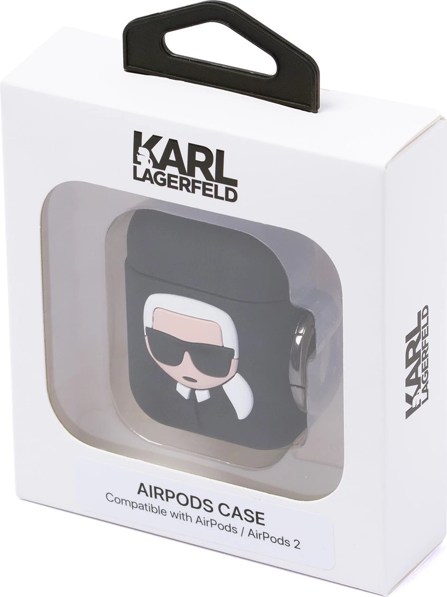 Mbështjellës Karl Lagerfeld Silicone Ikonik për AirPods 1/2, i zi
