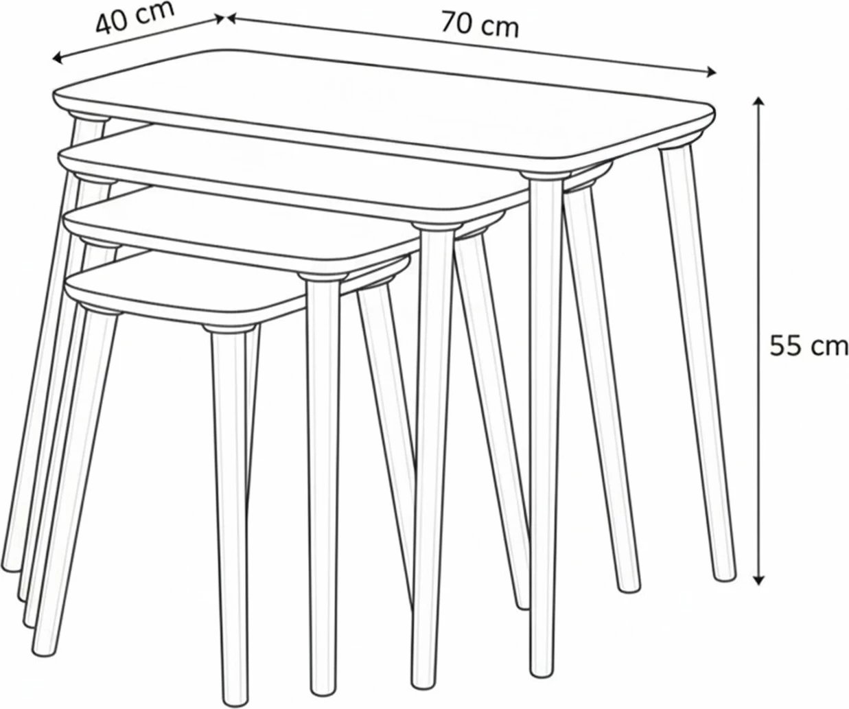 Set tavolinash ndihmëse (4 copë), Skye Decor, ngjyrë arre, Luci