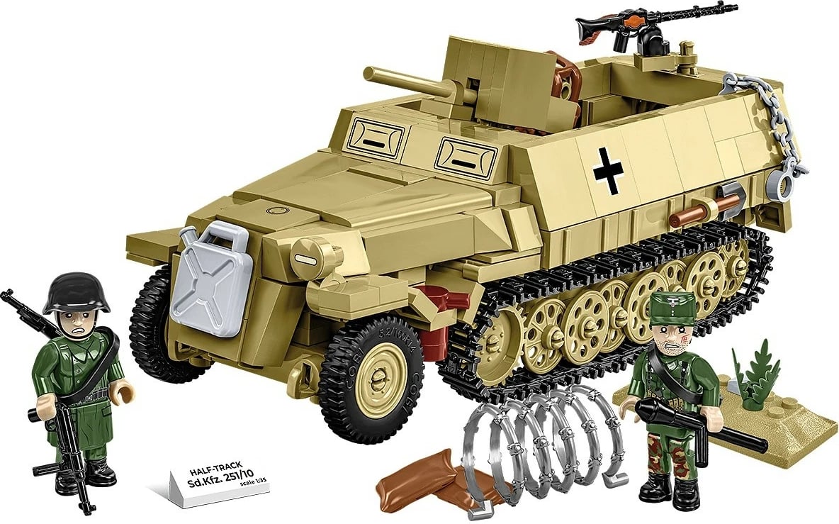 Set blloqesh Cobi Klocki Half-Track Sd.Kfz.251, 500 pjesë, me figurina, bezhë