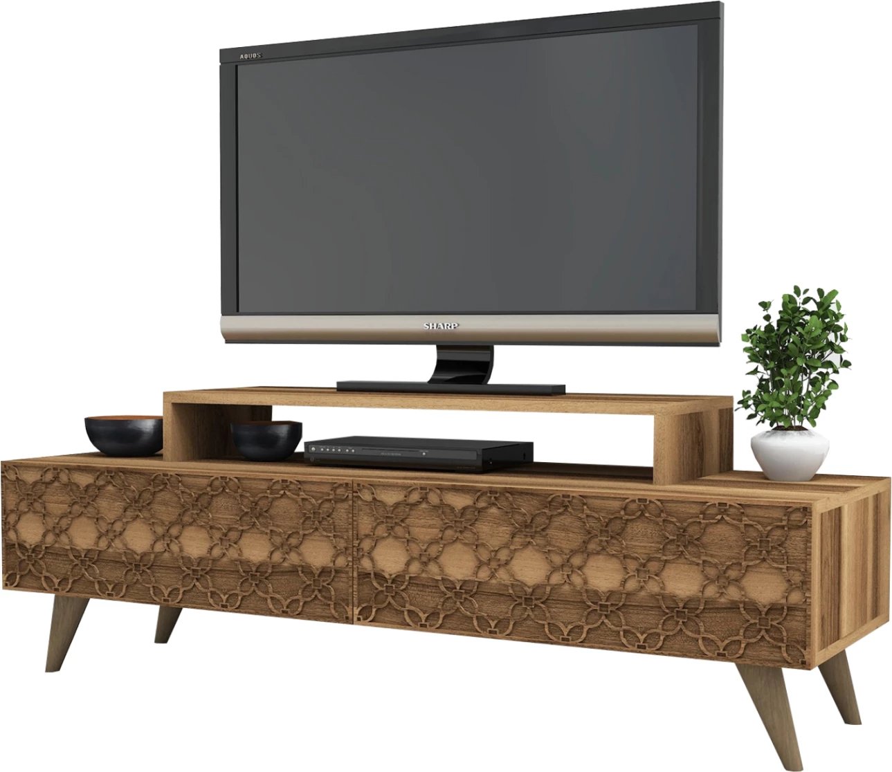 Mbajtës TV melamine, ngjyrë arre, FH9510.01, 140x41.8x48.8 cm
