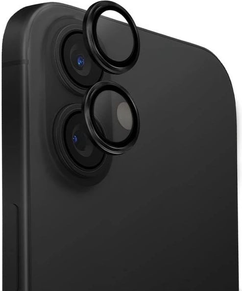 Mbrojtës lentash UNIQ Optix për kamera, për iPhone 16 / 16 Plus, alumini, i zi