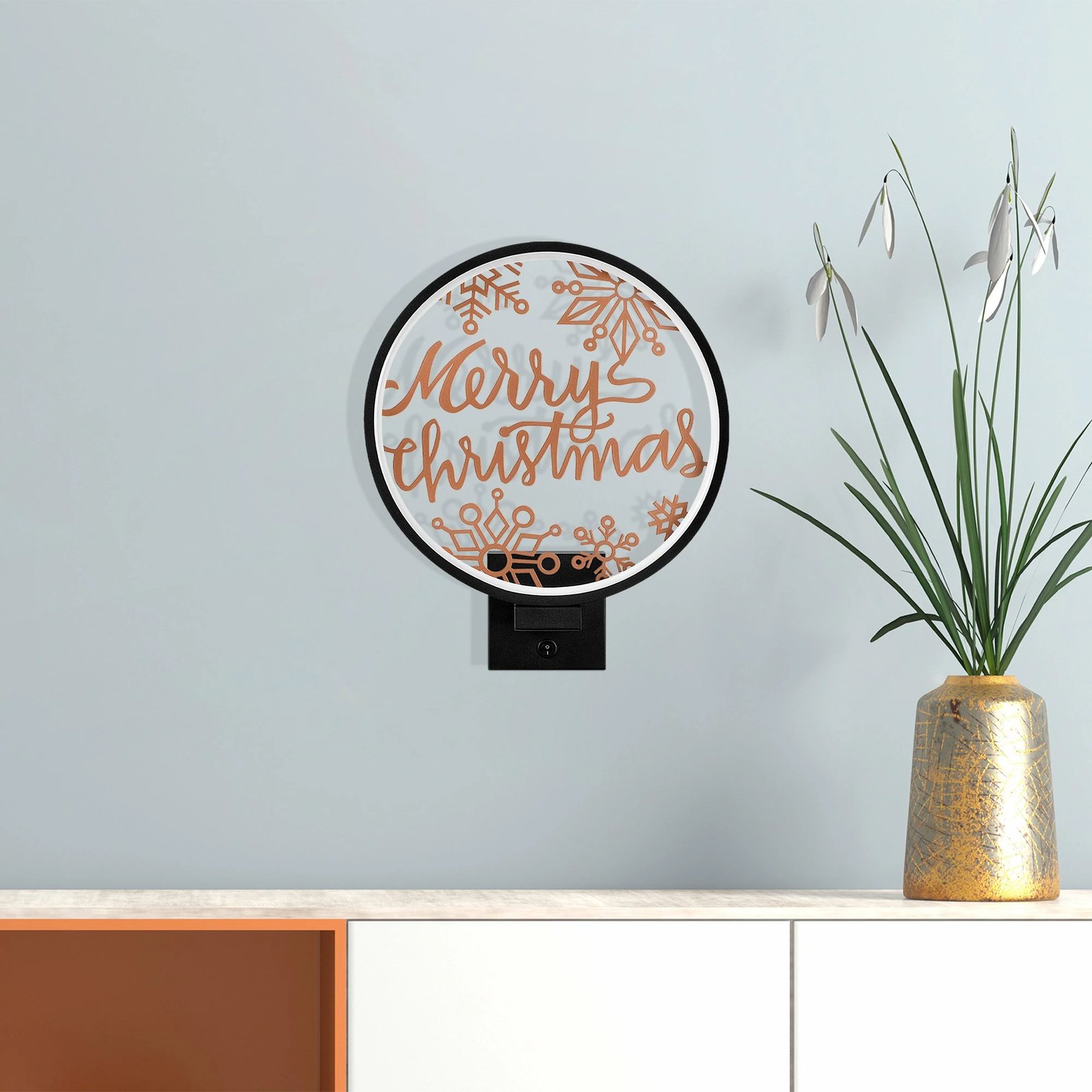 Llambë muri Opviq, XMAS21, e zezë dhe bakri, 30x36x10cm