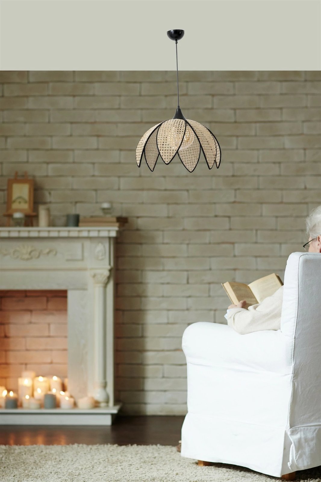 Llambë tavani Opviq, Papatya Büyük, ratan, fume dhe bezhë