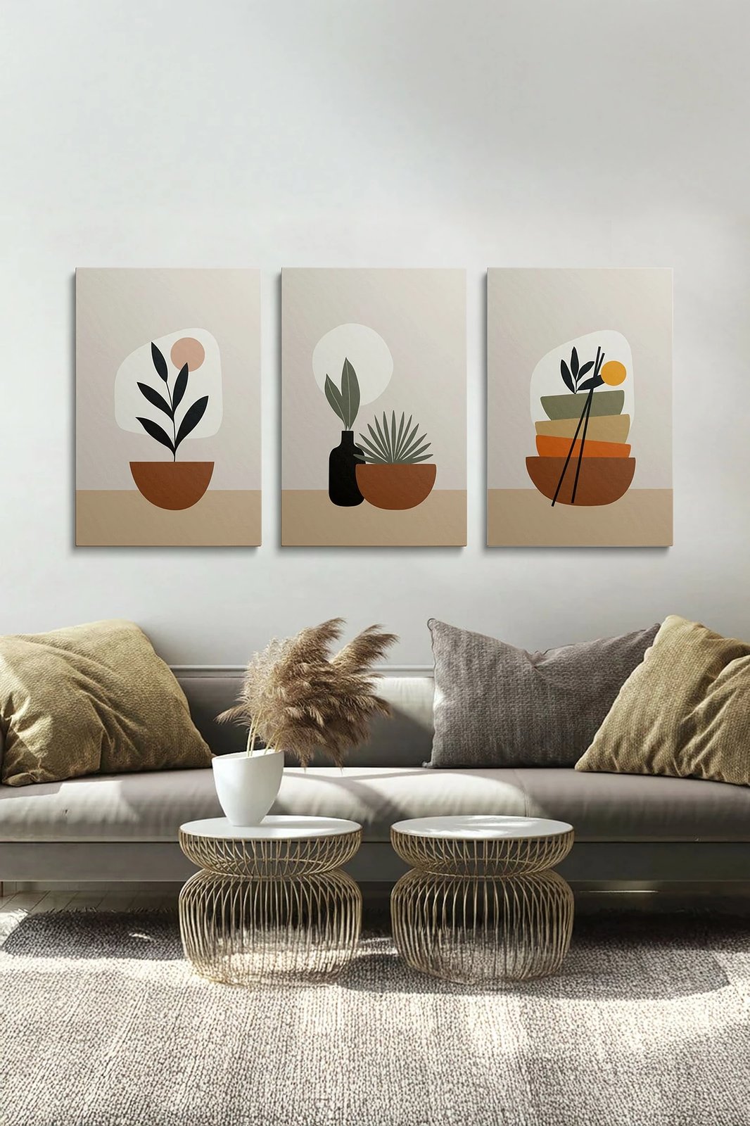 Pikturë dekorative në kanavacë (3 copë), Wallity, Ersycnvs15, 50x70cm