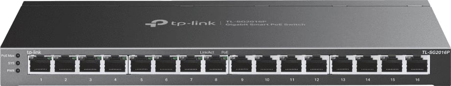 Switch TP-Link TL-SG2016P 16 porta Gigabit PoE i menaxhueshëm, e zezë