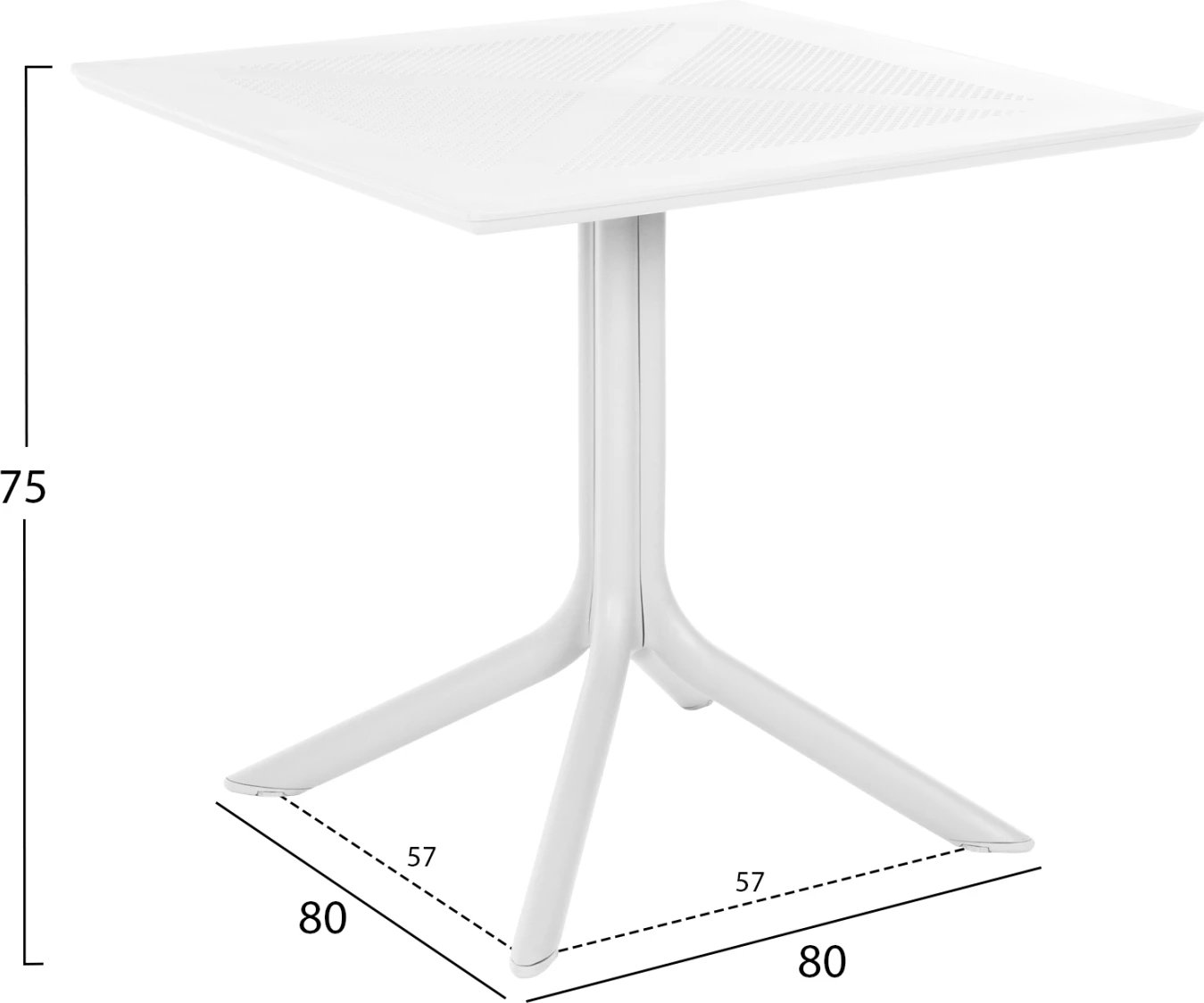 Tavolinë katrore për jashtë, polipropileni, Lunar FH5930.11, e bardhë, 80x80x75H cm
