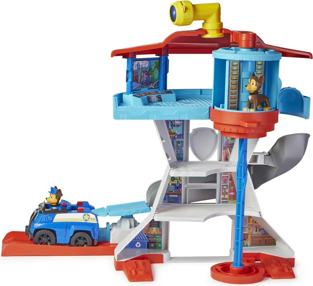 Set lojërash PAW Patrol Lookout Tower me lëshues makine, 2 figura Chase, policia dhe aksesorë, shumëngjyrësh