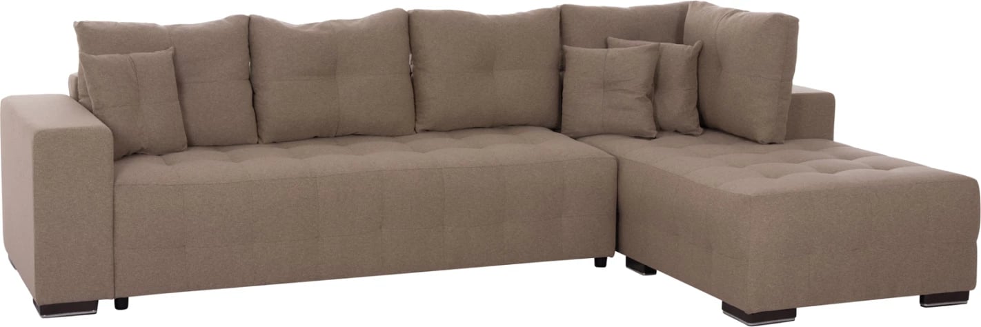 Kënd divan me hapësirë për depo, Trendston FH3302.03R, material bezhë, 298x177x95cm
